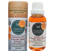 Load image into Gallery viewer, Nativilis Amazonian Urucum Seed Extract Annatto Oil 30 ml (Bixa orellana L.) Emolient for Suncream Lotion | Ultraviolet Rays Protection properties – Brazilian Bio-Natural Skin Tanning Oil - Copaiba Benefits