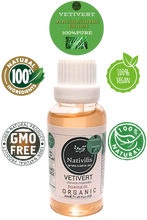Load image into Gallery viewer, Nativilis Organic Vetivert Essential Oil (Vetiveria zizanoides) - 100% Natural - 30ml - (GC/MS Tested)