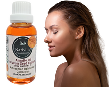 Load image into Gallery viewer, Nativilis Amazonian Urucum Seed Extract Annatto Oil 30 ml (Bixa orellana L.) Emolient for Suncream Lotion | Ultraviolet Rays Protection properties – Brazilian Bio-Natural Skin Tanning Oil - Copaiba Benefits