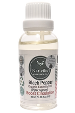 Load image into Gallery viewer, Nativilis Black Pepper Organic Essential Oil 30 ml (Piper nigrum) - Ease aching muscles boost the immune system improves circulation - Copaiba Properties