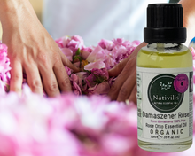 Load image into Gallery viewer, Nativilis Organic Rose Otto Essential Oil (Rosa damascena) - 100% Pure and Natural - 30ml - (GC/MS Tested) -