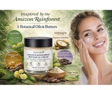 Load image into Gallery viewer, Amazon Rainforest Botanical Face Cream by Nativilis with 5 plant oils and butters, 1.62 oz glass jar with black lid