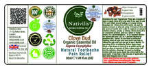 Load image into Gallery viewer, Nativilis Organic Clove Bud Essential Oil (Eugenia Caryophyllus) - natural pain reliever for toothache muscle pain - skin care - Copaiba properties 30ml