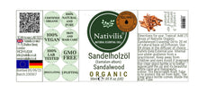 Load image into Gallery viewer, Nativilis Organic Sandalwood Essential Oil (Santalum album) Anti-ageing Soothes the skin Anti-tanning reduce the oxidative stress in the skin reverse sun ward off excess scalp sebum secretion Copaiba