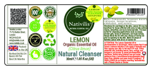 Load image into Gallery viewer, Nativilis Lemon Organic Essential Oil 30 ml (Citrus limon) - Absorbent antibacterial antifungal fight against acne facial cleanser - Copaiba Properties