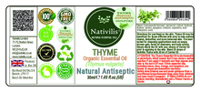 Load image into Gallery viewer, Nativilis Thyme Organic Essential Oil 30 ml (Thymus vulgaris) - Stimulating Balancing Toning - alleviate inflammation in the body, among other benefits - Copaiba Properties