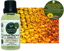 Load image into Gallery viewer, Nativilis Organic Sunflower Seed Carrier Oil (Helianthus annuus) Omega 6 Hair, Face & Skin - Natural Cold Pressed - Non-comedogenic - Promotes Moisture Retention in Skin and Hair Acne-Prone – Copaiba