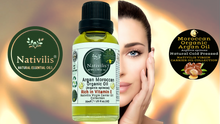 Load image into Gallery viewer, Nativilis Organic Argan Oil Moroccan (Argania spinosa) Hair, Face & Skin - Natural Cold Pressed Carrier Oil - Pure & Natural, Anti-Ageing, Antioxidant, Vegan, No GMO - Rich in Vitamin E – Copaiba