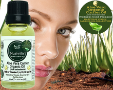 Load image into Gallery viewer, Nativilis Organic Aloe Vera Carrier Oil (Aloe barbadensis) True Aloe - Hair, Face & Skin Natural Cold Pressed – For Aromatherapy Massage – Soothes Moisturizes Skin – Hair Improving Growth - Copaiba
