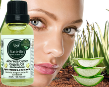 Load image into Gallery viewer, Nativilis Organic Aloe Vera Carrier Oil (Aloe barbadensis) True Aloe - Hair, Face & Skin Natural Cold Pressed – For Aromatherapy Massage – Soothes Moisturizes Skin – Hair Improving Growth - Copaiba
