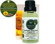 Load image into Gallery viewer, Nativilis Organic Sunflower Seed Carrier Oil (Helianthus annuus) Omega 6 Hair, Face & Skin - Natural Cold Pressed - Non-comedogenic - Promotes Moisture Retention in Skin and Hair Acne-Prone – Copaiba