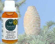 Load image into Gallery viewer, Nativilis Organic Cedarwood Essential Oil (Cedrus atlantica) - 100% Natural - 30ml - (GC/MS Tested)