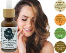 Load image into Gallery viewer, Nativilis TRIPLE Virgin Amazonian Rainforest Bio Oil - ANDIROBA - BACURI – PRACAXI - enriched 03 vegetable oils concentrated active efficacy treatment prevention cellulitis - Copaiba