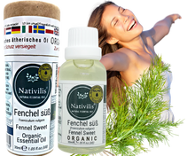 Load image into Gallery viewer, Nativilis Organic Fennel Sweet Essential Oil (Foeniculum vulgare) - 100% Natural - 30ml - (GC/MS Tested)