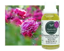 Load image into Gallery viewer, Nativilis Organic Rose Otto Essential Oil Blend 5% (Rosa damascena/Argania spinosa) - 100% Natural - 30ml - (GC/MS Tested)