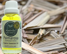 Load image into Gallery viewer, Nativilis Organic Palmarosa Essential Oil (Cymbopogon martinii)- 100% Natural - 30ml - (GC/MS Tested)