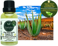 Load image into Gallery viewer, Nativilis Organic Aloe Vera Carrier Oil (Aloe barbadensis) True Aloe - Hair, Face & Skin Natural Cold Pressed – For Aromatherapy Massage – Soothes Moisturizes Skin – Hair Improving Growth - Copaiba