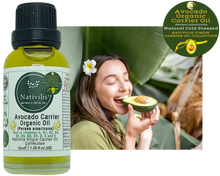 Load image into Gallery viewer, Nativilis Organic Avocado Carrier Oil (Persea americana) Hair, Face & Skin - Natural Cold Pressed - Rich in vitamins A, B1, B2, B3, B5, B6, B8, B9, D, E and K - Moisturizes Dry Skin – Copaiba