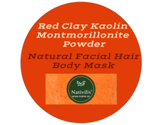 Load image into Gallery viewer, Nativilis Red Clay Kaolin Montmorillonite Powder - Natural Facial Hair Body Mask Mitigate redness removes dead skin cells blackheads cleanser for acne-prone, oily, and problem skin - Copaiba