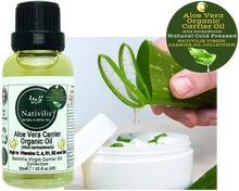 Load image into Gallery viewer, Nativilis Organic Aloe Vera Carrier Oil (Aloe barbadensis) True Aloe - Hair, Face & Skin Natural Cold Pressed – For Aromatherapy Massage – Soothes Moisturizes Skin – Hair Improving Growth - Copaiba