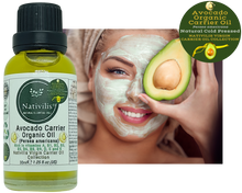 Load image into Gallery viewer, Nativilis Organic Avocado Carrier Oil (Persea americana) Hair, Face & Skin - Natural Cold Pressed - Rich in vitamins A, B1, B2, B3, B5, B6, B8, B9, D, E and K - Moisturizes Dry Skin – Copaiba