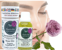 Load image into Gallery viewer, Nativilis Organic Rose Otto Essential Oil Blend 5% (Rosa damascena/Argania spinosa) - 100% Natural - 30ml - (GC/MS Tested)