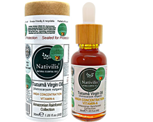 Load image into Gallery viewer, Nativilis TUCUMA VIRGIN OIL (Astrocaryum vulgare) Amazonian Rainforest Collection HIGH CONCENTRATION VITAMIN-A BETA-CAROTENE - SKIN and Hair Care - nourishing, moisturizing, antioxidant and anti-inflammatory properties - Copaiba