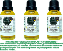 Load image into Gallery viewer, Nativilis Organic Flaxseed Carrier Oil (Linum usitatissimum) - linseed oil - Hair, Face & Skin - Natural Cold Pressed - High in Omega-3 - Improves Skin Smoothness – Moisturizes Dry Skin - Copaiba