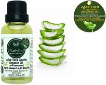 Load image into Gallery viewer, Nativilis Organic Aloe Vera Carrier Oil (Aloe barbadensis) True Aloe - Hair, Face & Skin Natural Cold Pressed – For Aromatherapy Massage – Soothes Moisturizes Skin – Hair Improving Growth - Copaiba