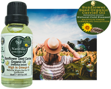 Load image into Gallery viewer, Nativilis Organic Sunflower Seed Carrier Oil (Helianthus annuus) Omega 6 Hair, Face & Skin - Natural Cold Pressed - Non-comedogenic - Promotes Moisture Retention in Skin and Hair Acne-Prone – Copaiba