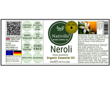 Load image into Gallery viewer, Nativilis Organic Neroli Essential Oil (Citrus aurantium) - 100% Natural - 30ml - (GC/MS Tested)
