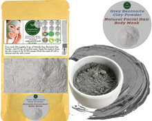 Load image into Gallery viewer, Nativilis Gray (Grey) Bentonite Clay Powder - Natural Facial Hair Body Mask Fine Soft Texture Removing Toxins from the Body Detoxifying Skin Hydrates the Hair and Scalp Copaiba
