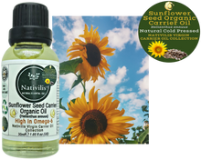 Load image into Gallery viewer, Nativilis Organic Sunflower Seed Carrier Oil (Helianthus annuus) Omega 6 Hair, Face & Skin - Natural Cold Pressed - Non-comedogenic - Promotes Moisture Retention in Skin and Hair Acne-Prone – Copaiba