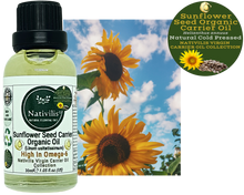 Load image into Gallery viewer, Nativilis Organic Sunflower Seed Carrier Oil (Helianthus annuus) Omega 6 Hair, Face & Skin - Natural Cold Pressed - Non-comedogenic - Promotes Moisture Retention in Skin and Hair Acne-Prone – Copaiba