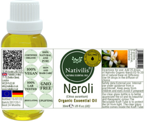 Load image into Gallery viewer, Nativilis Organic Neroli Essential Oil (Citrus aurantium) - 100% Natural - 30ml - (GC/MS Tested)