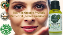 Load image into Gallery viewer, Nativilis Organic Avocado Carrier Oil (Persea americana) Hair, Face & Skin - Natural Cold Pressed - Rich in vitamins A, B1, B2, B3, B5, B6, B8, B9, D, E and K - Moisturizes Dry Skin – Copaiba