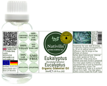 Load image into Gallery viewer, Nativilis Organic Eucalyptus Essential Oil (Eucalyptus globulus) - 100% Natural - 30ml - (GC/MS Tested)