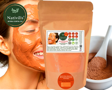Load image into Gallery viewer, Nativilis Red Clay Kaolin Montmorillonite Powder - Natural Facial Hair Body Mask Mitigate redness removes dead skin cells blackheads cleanser for acne-prone, oily, and problem skin - Copaiba