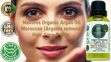 Load image into Gallery viewer, Nativilis Organic Argan Oil Moroccan (Argania spinosa) Hair, Face & Skin - Natural Cold Pressed Carrier Oil - Pure & Natural, Anti-Ageing, Antioxidant, Vegan, No GMO - Rich in Vitamin E – Copaiba