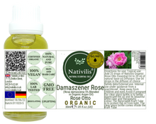 Load image into Gallery viewer, Nativilis Organic Rose Otto Essential Oil Blend 5% (Rosa damascena/Argania spinosa) - 100% Natural - 30ml - (GC/MS Tested) -