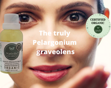 Load image into Gallery viewer, Nativilis Organic Geranium Essential Oil (Pelargonium graveolens) - 100% Natural - 30ml - (GC/MS Tested)