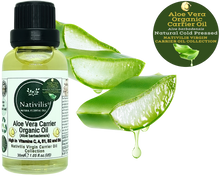 Load image into Gallery viewer, Nativilis Organic Aloe Vera Carrier Oil (Aloe barbadensis) True Aloe - Hair, Face & Skin Natural Cold Pressed – For Aromatherapy Massage – Soothes Moisturizes Skin – Hair Improving Growth - Copaiba