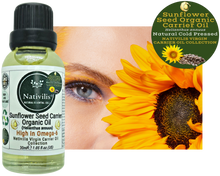 Load image into Gallery viewer, Nativilis Organic Sunflower Seed Carrier Oil (Helianthus annuus) Omega 6 Hair, Face & Skin - Natural Cold Pressed - Non-comedogenic - Promotes Moisture Retention in Skin and Hair Acne-Prone – Copaiba