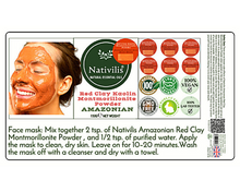 Load image into Gallery viewer, Nativilis Red Clay Kaolin Montmorillonite Powder - Natural Facial Hair Body Mask Mitigate redness removes dead skin cells blackheads cleanser for acne-prone, oily, and problem skin - Copaiba