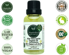 Load image into Gallery viewer, Nativilis Organic Aloe Vera Carrier Oil (Aloe barbadensis) True Aloe - Hair, Face & Skin Natural Cold Pressed – For Aromatherapy Massage – Soothes Moisturizes Skin – Hair Improving Growth - Copaiba