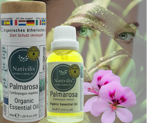 Load image into Gallery viewer, Nativilis Organic Palmarosa Essential Oil (Cymbopogon martinii)- 100% Natural - 30ml - (GC/MS Tested)