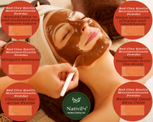 Load image into Gallery viewer, Nativilis Red Clay Kaolin Montmorillonite Powder - Natural Facial Hair Body Mask Mitigate redness removes dead skin cells blackheads cleanser for acne-prone, oily, and problem skin - Copaiba