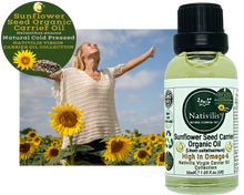 Load image into Gallery viewer, Nativilis Organic Sunflower Seed Carrier Oil (Helianthus annuus) Omega 6 Hair, Face & Skin - Natural Cold Pressed - Non-comedogenic - Promotes Moisture Retention in Skin and Hair Acne-Prone – Copaiba