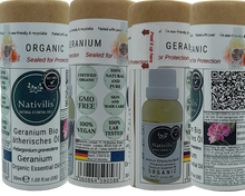 Load image into Gallery viewer, Nativilis Organic Geranium Essential Oil (Pelargonium graveolens) - 100% Natural - 30ml - (GC/MS Tested)