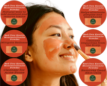Load image into Gallery viewer, Nativilis Red Clay Kaolin Montmorillonite Powder - Natural Facial Hair Body Mask Mitigate redness removes dead skin cells blackheads cleanser for acne-prone, oily, and problem skin - Copaiba